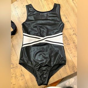 Gorgeous Black & White Medium Gymnastics Leotard